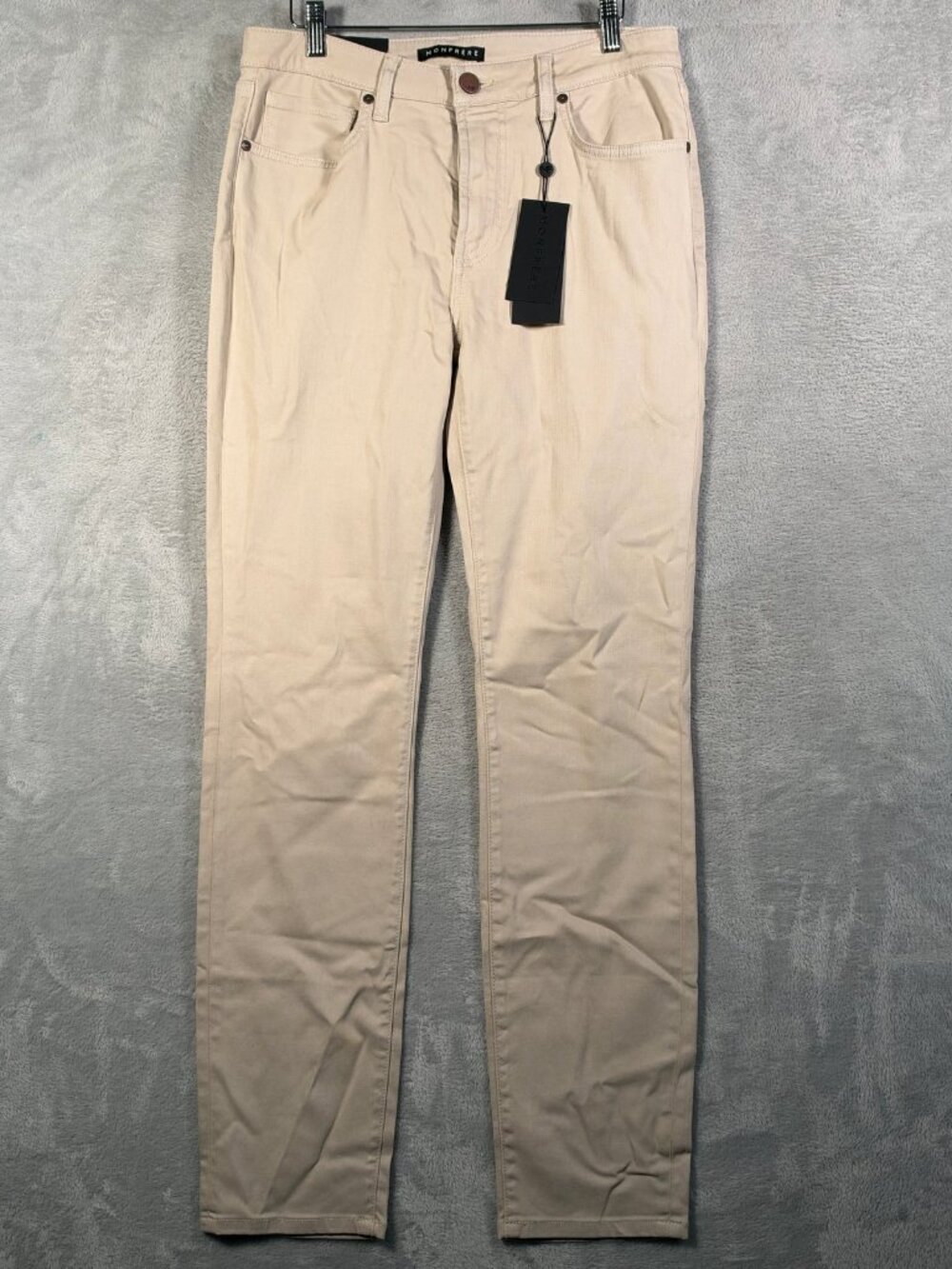 Monfrere Jeans Mens 32x33 Khaki Brando SLIM Fit Parisian Luxe Stretch $198